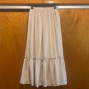 NWT She & Sky Brown Flowered Midi Skirt